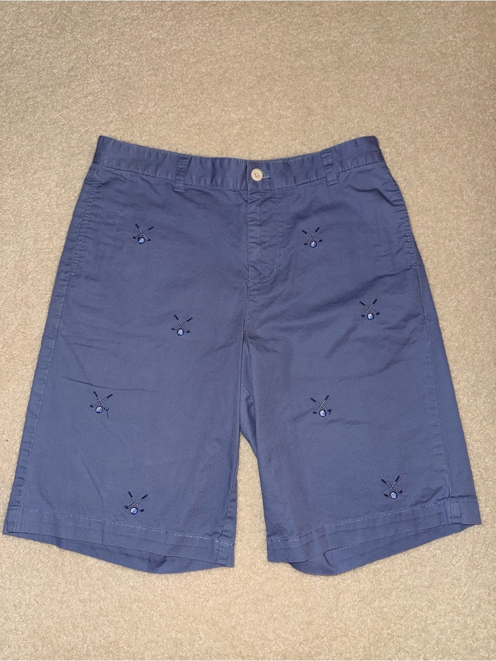 Vineyard Vines Navy Blue Embroidered Kids Shorts